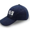Navy blue cotton twill cap with silk screened logo