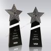 Trophies featuring mirror star, black and clear crystals
