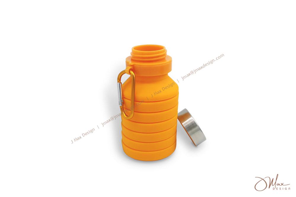 Orange Collapsible Drink Bottle with metal lid
