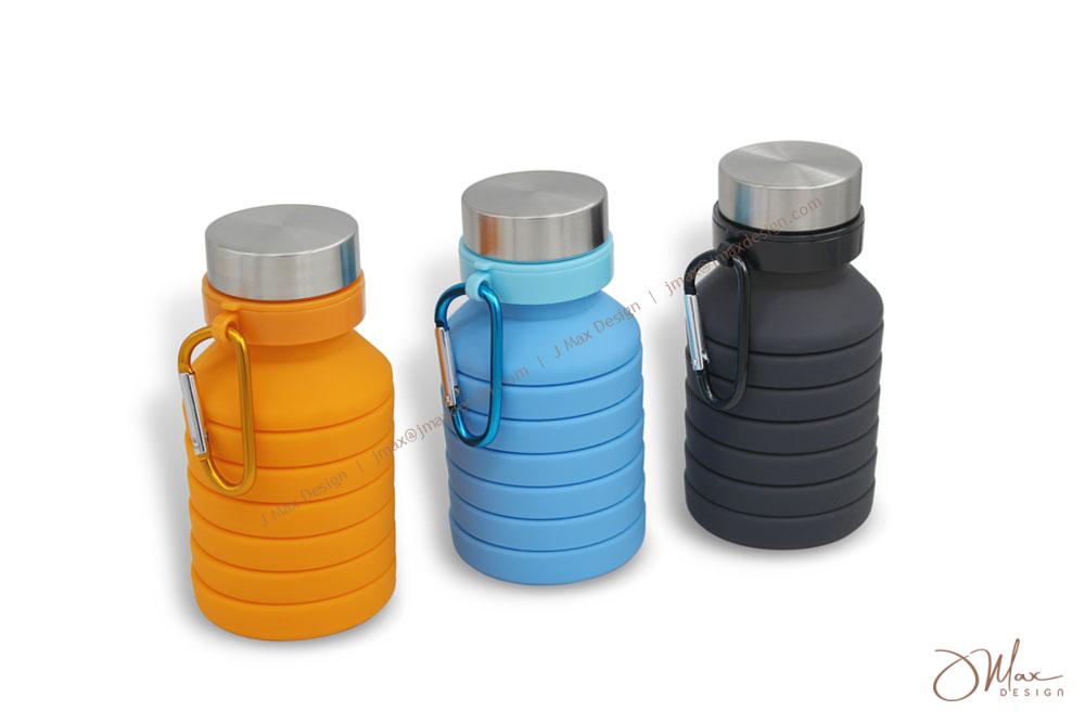 Collapsible Drink Bottle in orange, blue & black