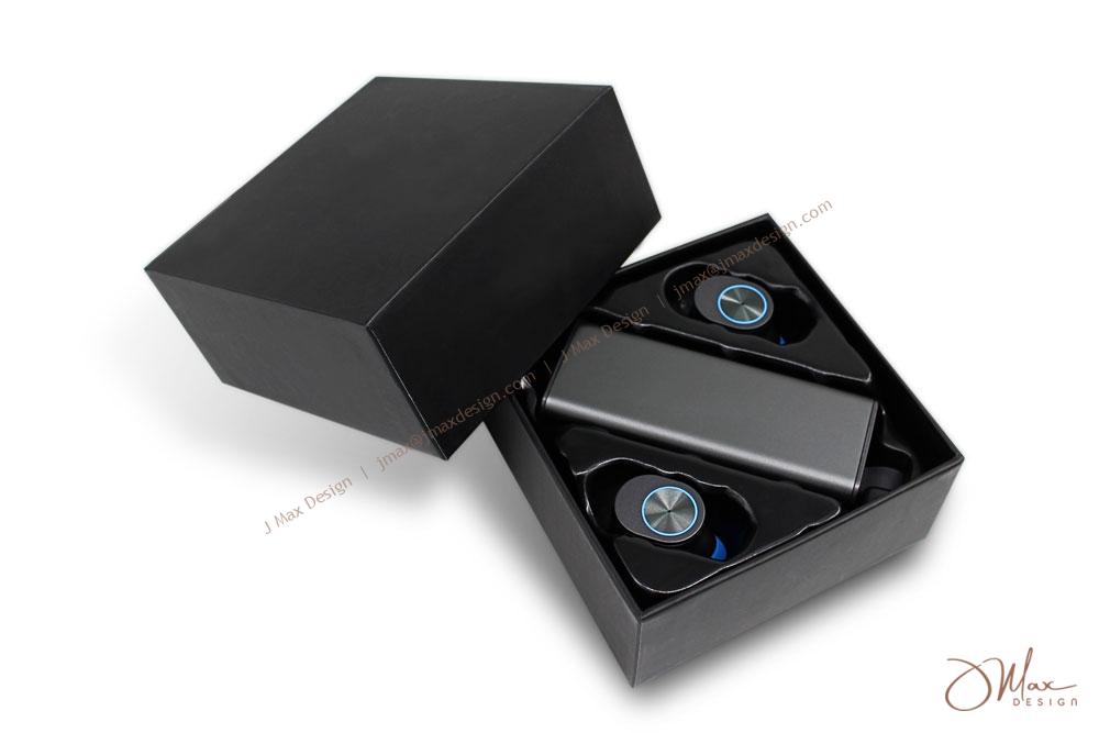 Wireless BT earbuds packed in a gift box
