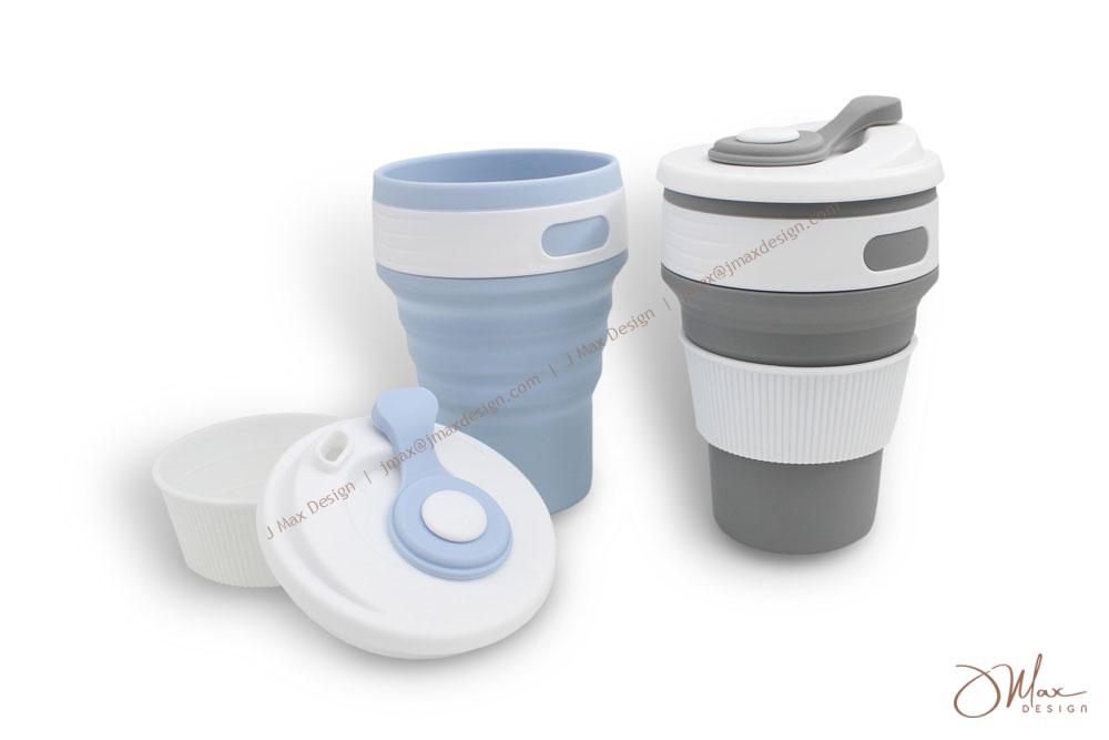 Collapsible Drink Cup in blue and grey