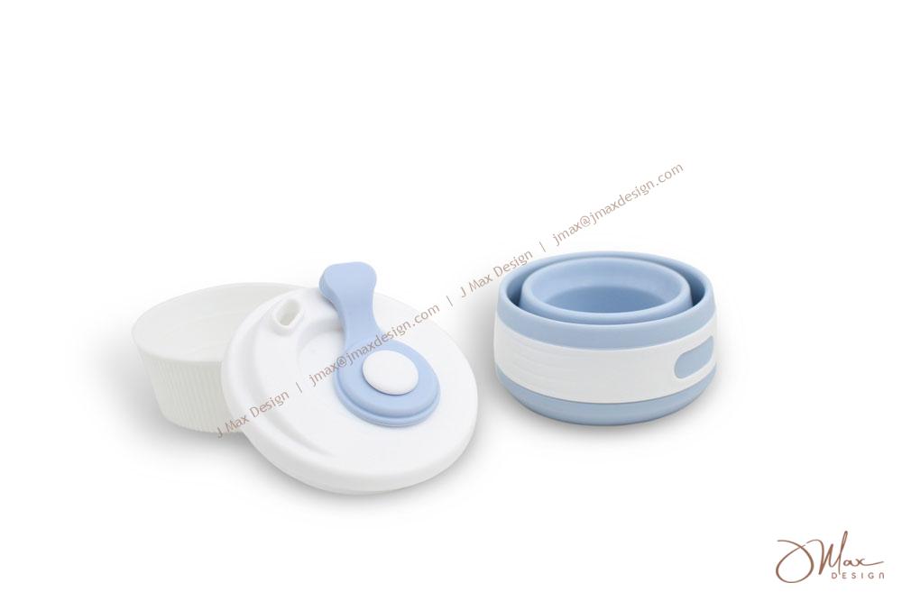 Collapsed Blue cup Collapsed Drink Cup, lid, and sleeve