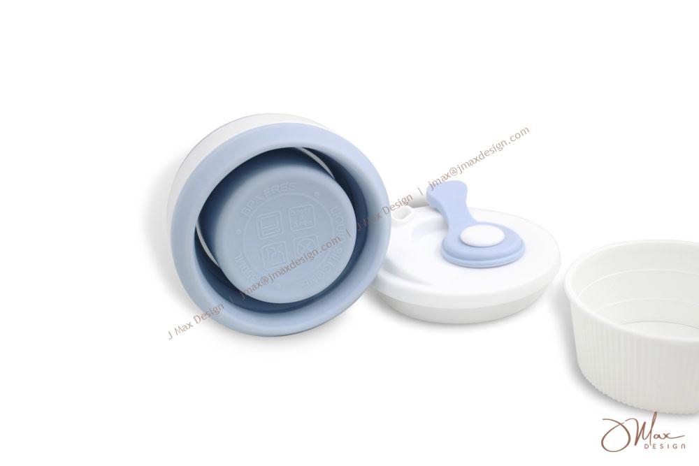 Different parts of Collapsible Drink Cup Collapsible Drink Cup bottom view, lid, and sleeve