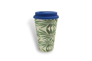 Bamboo fiber cup with blue silicone lid