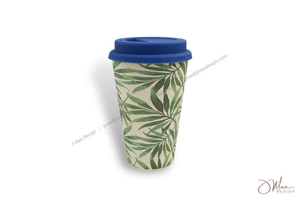 Bamboo fiber cup with blue silicone lid Bamboo fiber cup with blue silicone lid
