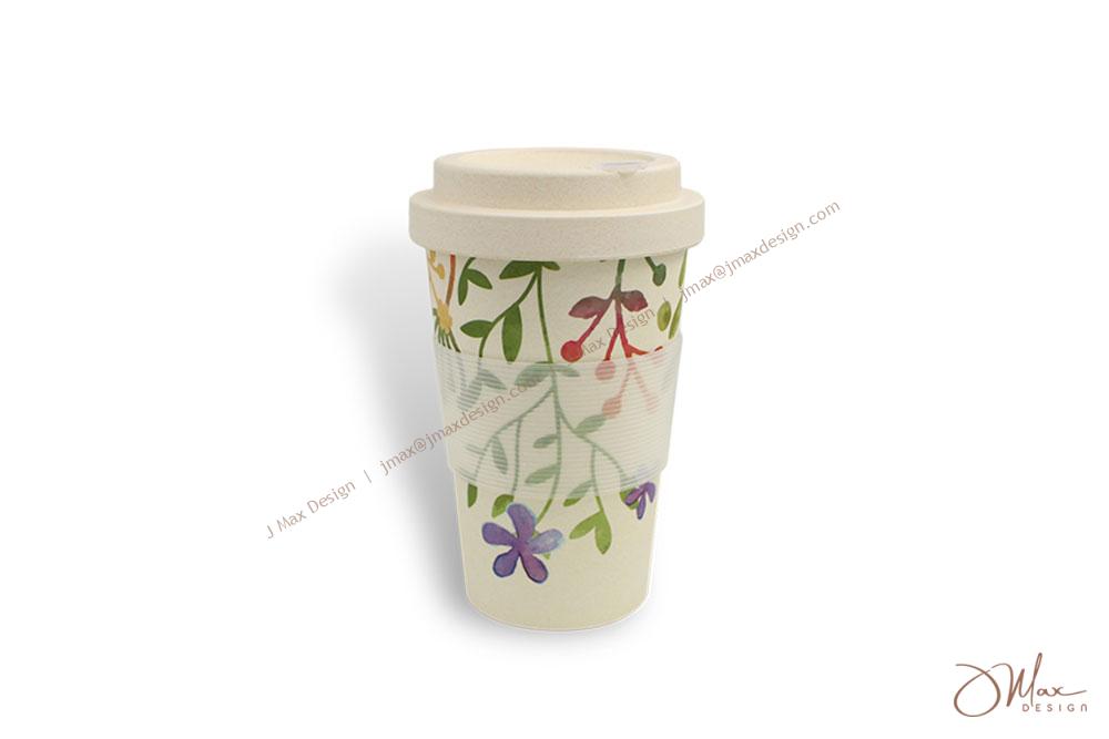Bamboo fiber cup with heat-resistant silicone sleeve