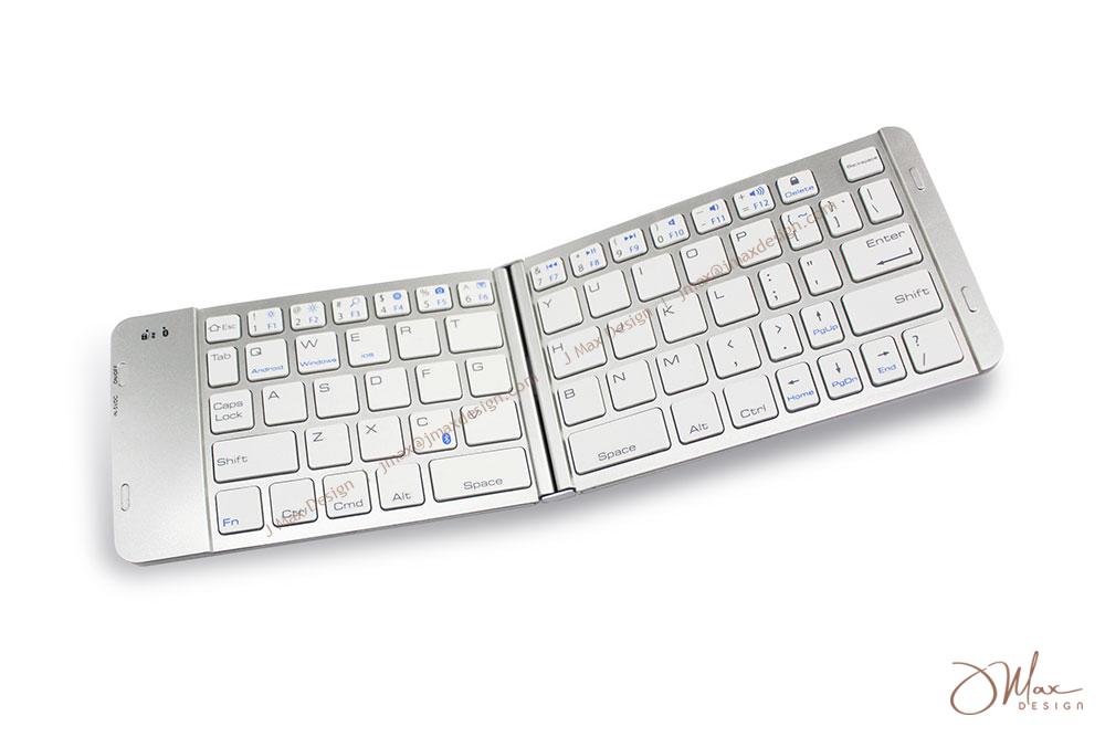 Folding keyboard in silver Metal Wireless BT folding keyboard