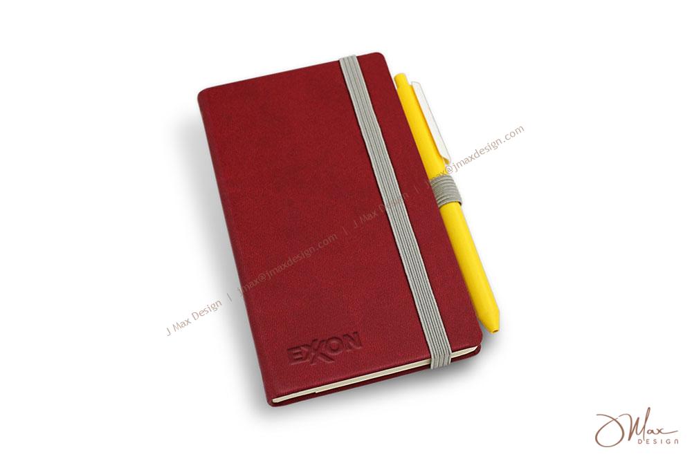 Notepad with pen loop and elastic band closure Hard cover notepad with elastic band closure and ball pen