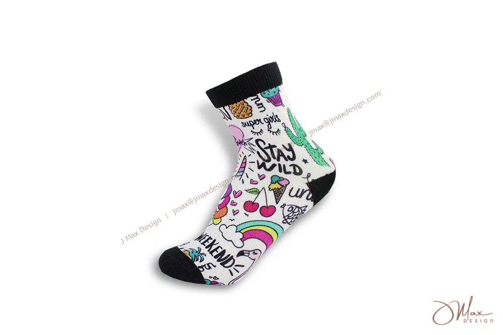 Sublimation sock with colourful imprint