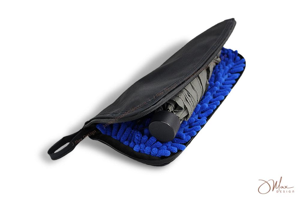 Water absorbent umbrella pouch with an umbrella