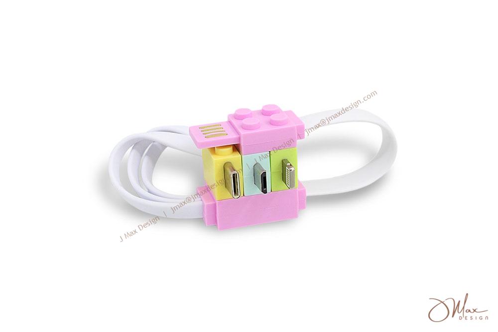 A creative Puzzle Block charging cable Puzzle Block 3-in-1 charging cable
