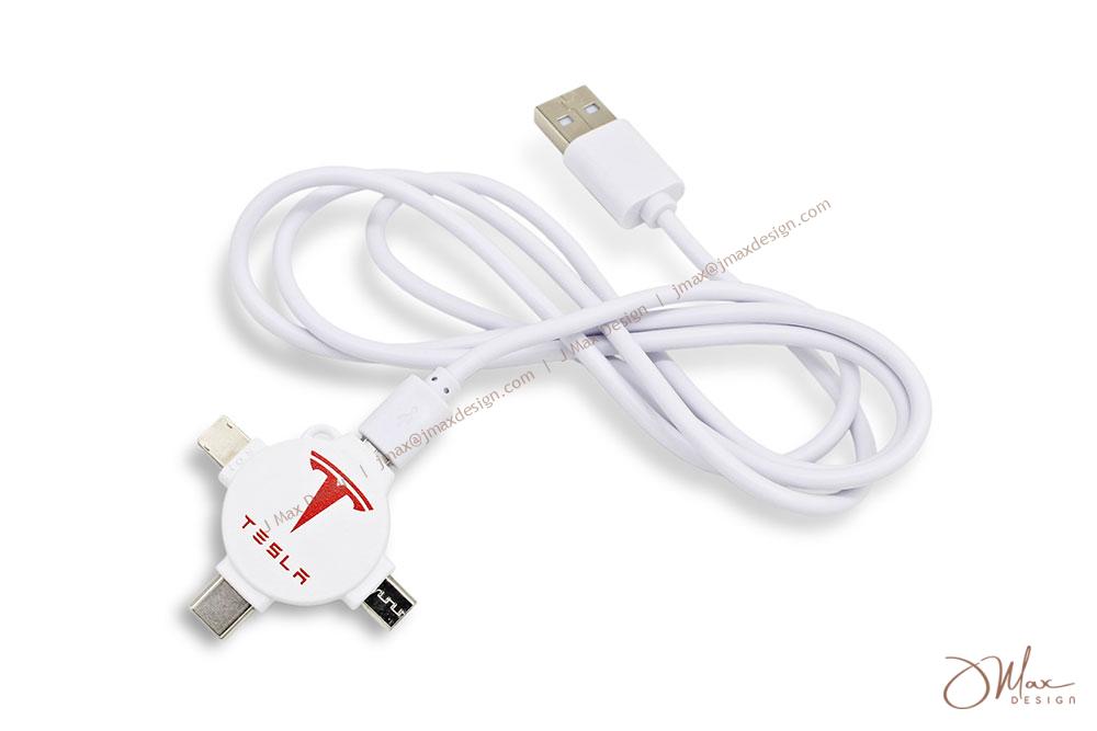 Charging cable with Tesla logo printed