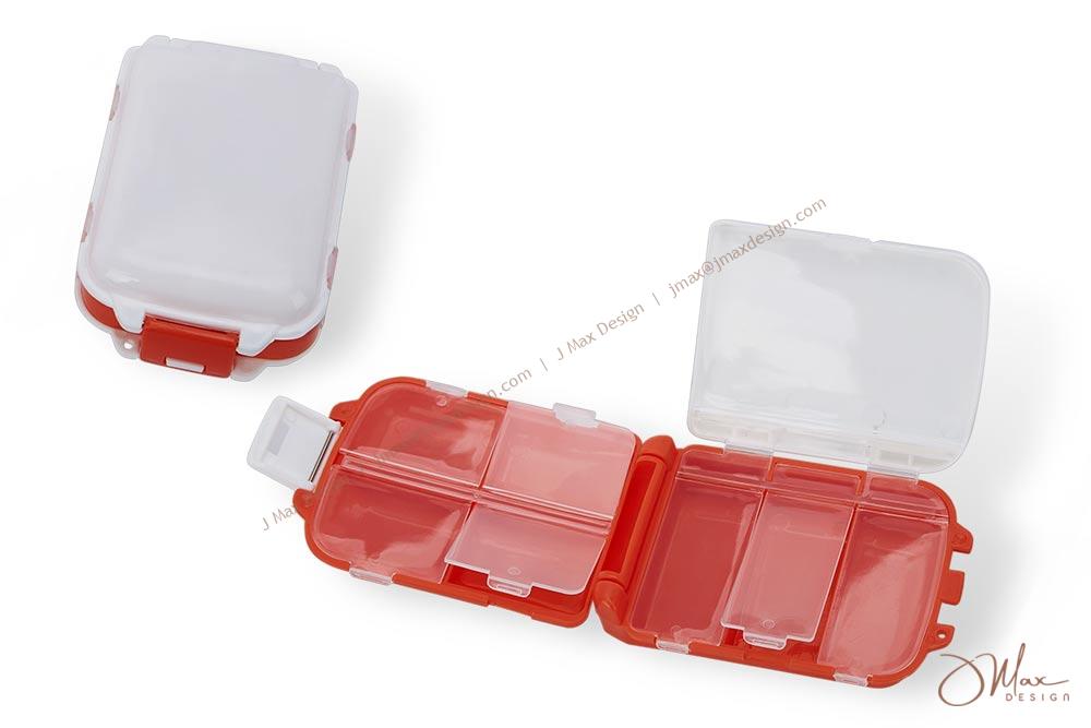 Mini storage case in white and red Handy pill box, mini storage case