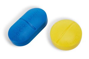 closed capsule-shaped pill boxes