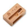 Laser engraved logos effect on Bamboo cell phone amplifier