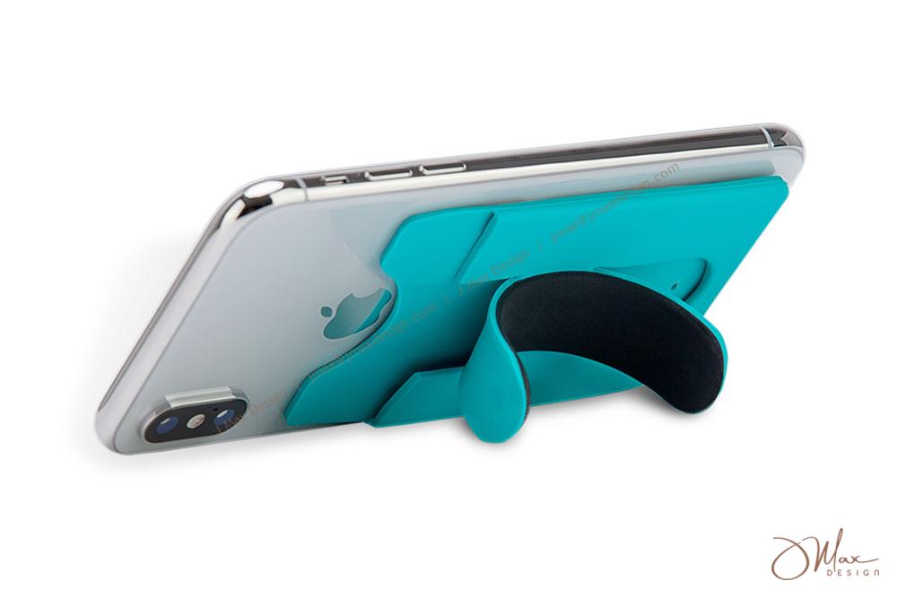 Stick-on card holders on the back of iPhone