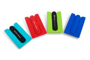Silicone stick-on card holders for cell phone