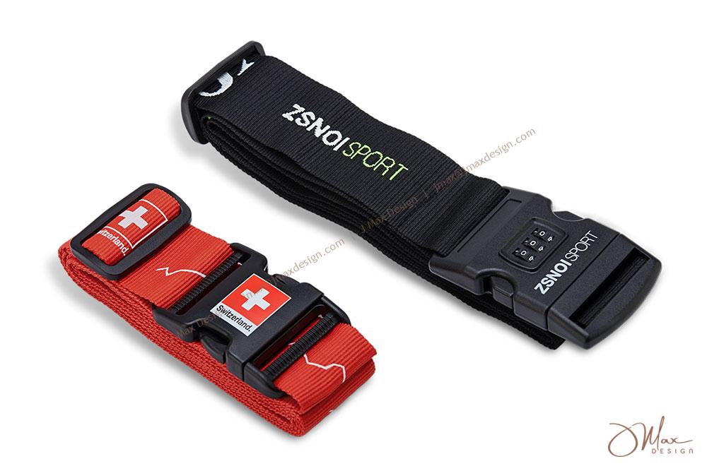 Luggage straps with logo printed on buckles Luggage belt with combination lock and silk-screened logos