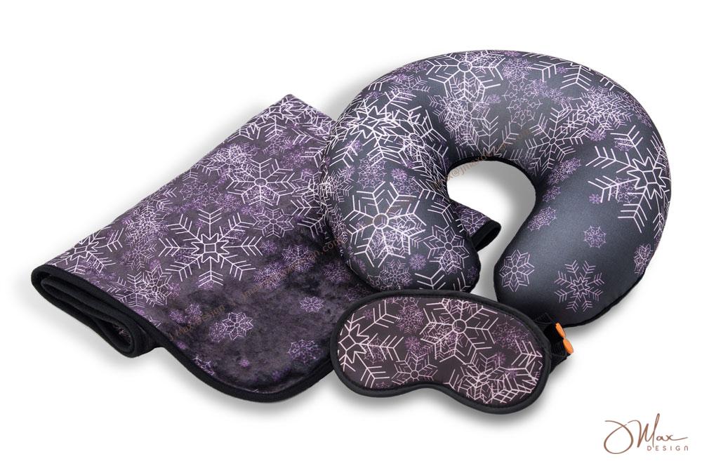 Travel Trio with pillow, blanket, and eye mask