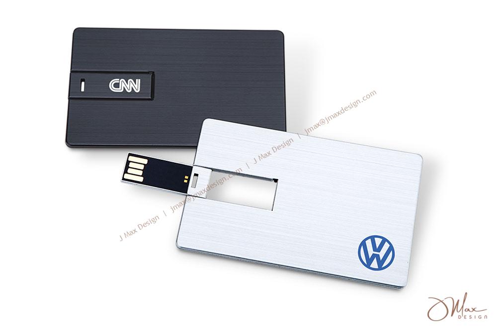 Card USB flash disk with silk screen and engraved logos Card USB flash drive, charcoal and silver case