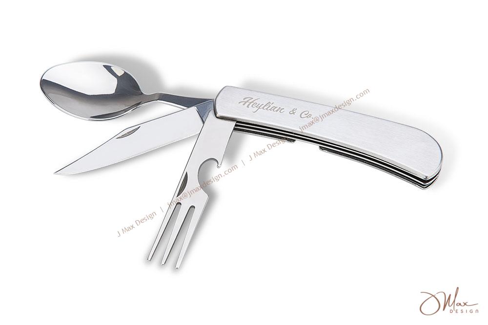 Metal cutlery flipware Cutlery flipware featuring spoon, knife, fork and bottle opener