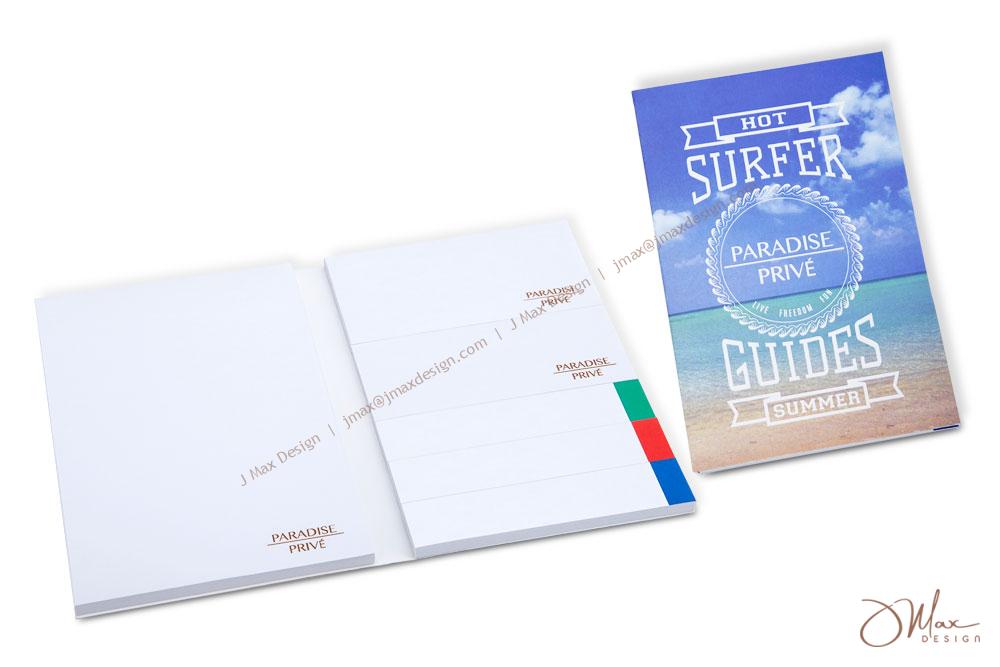 Folded and unfolded look of a sticky pad Front cover and inner of a Sticky pad