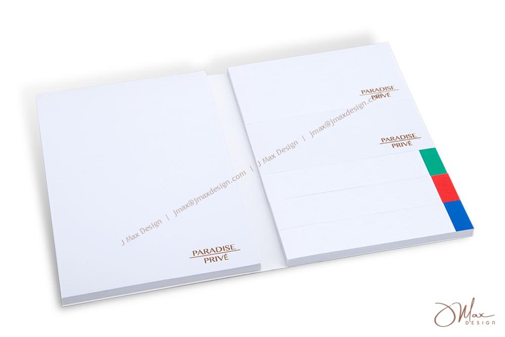 Sticker pad with custom print and index flags