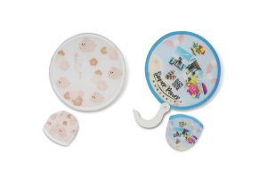 Unfolded Flying Disc Hand Fan with plastic handle