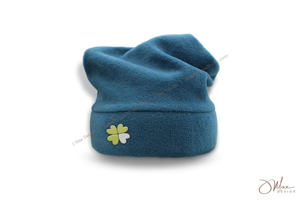 Fleece beanie in turquoise color Unisex fleece beanie with embroidered logo
