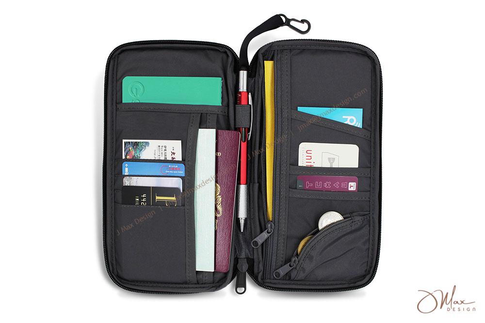 Inner look of Passport wallet An unzipped Passport wallet