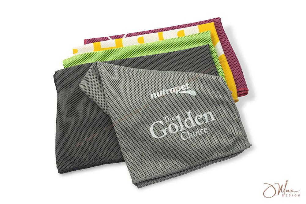 Array of cooling towels Cooling towels with silk-screened logo