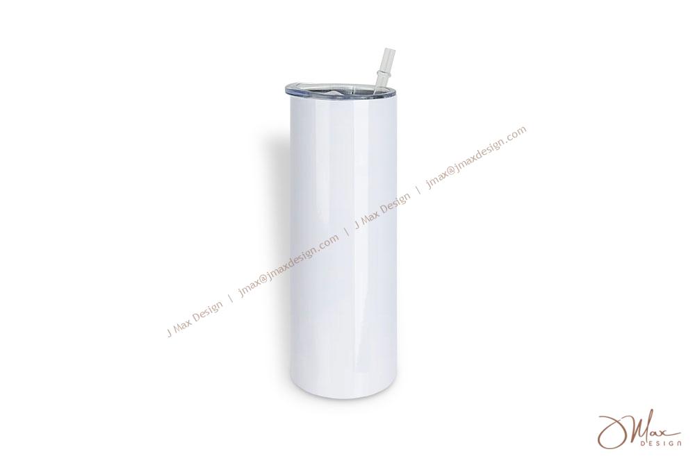 white travel tumbler Skinny travel tumbler with straw