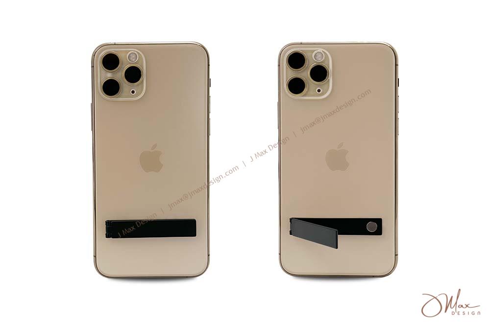 Self-adhesive smartphone holders folded and unfolded Self-adhesive smartphone holders on iPhones