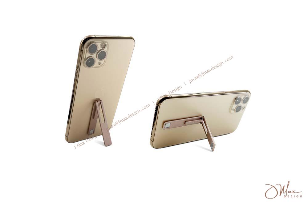 Self-adhesive smartphone holders on flat surface