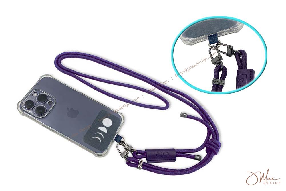 Crossbody lanyard with Tether tab & Embossed logo patch