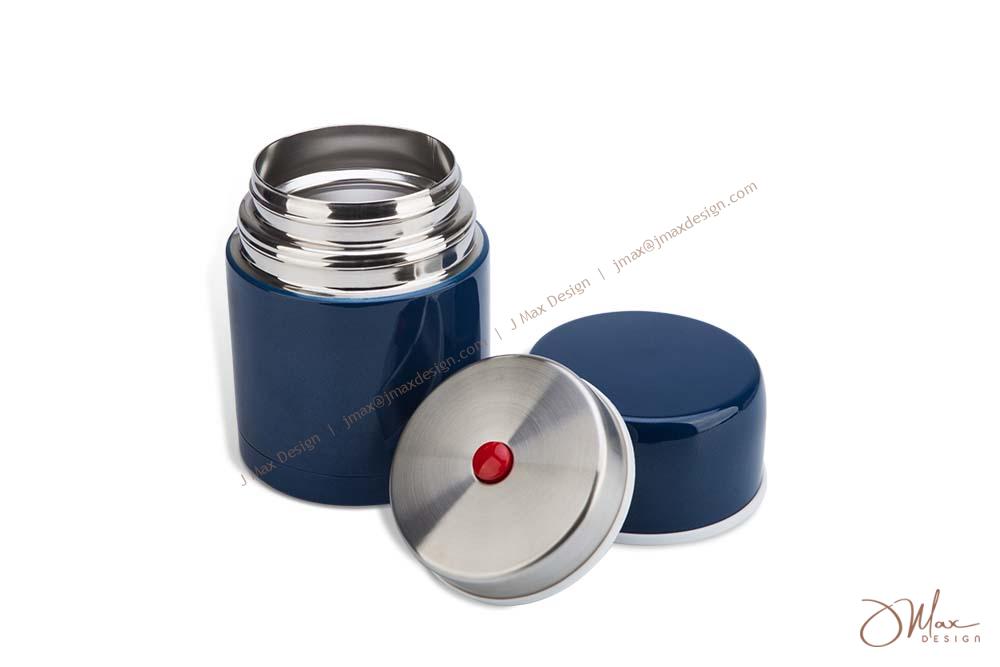 Insulated food jar with air pressure release button for easy open