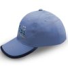 Blue baseball cap with embroidery on front panel
