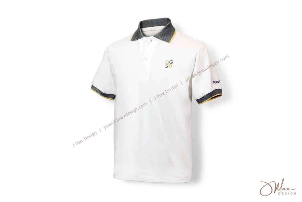 White polo shirt with contrast collar tipping