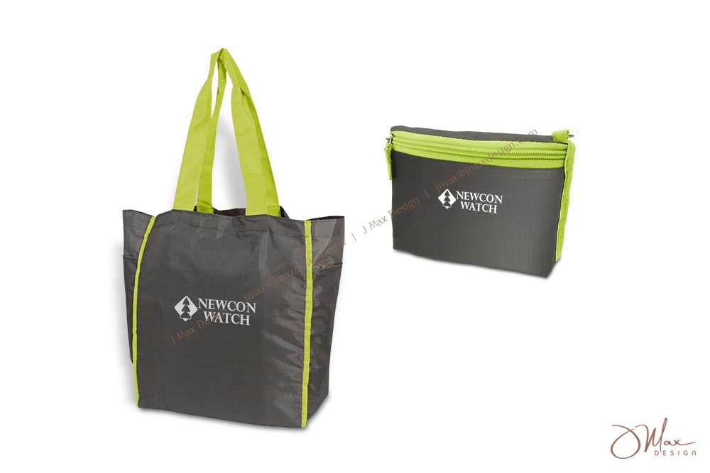 Foldable eco bag with a very nice contrast trim and handle