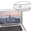 A closed webcam cover on MacBook Air