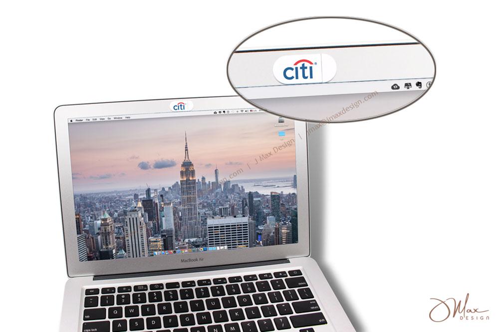 A closed webcam cover on MacBook Air