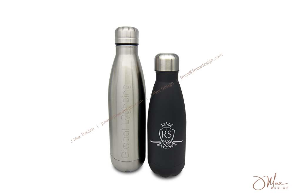 Cola Water Thermal Bottles in silver and matt black