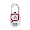 TSA combination lock in white with red deco frame