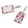 Personalised luggage tag with custom red imprint pattern