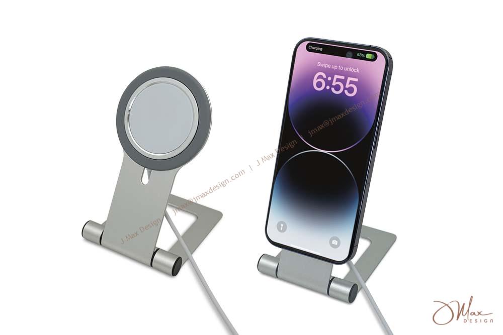 iPhone is being charged using MagSafe charger with stand