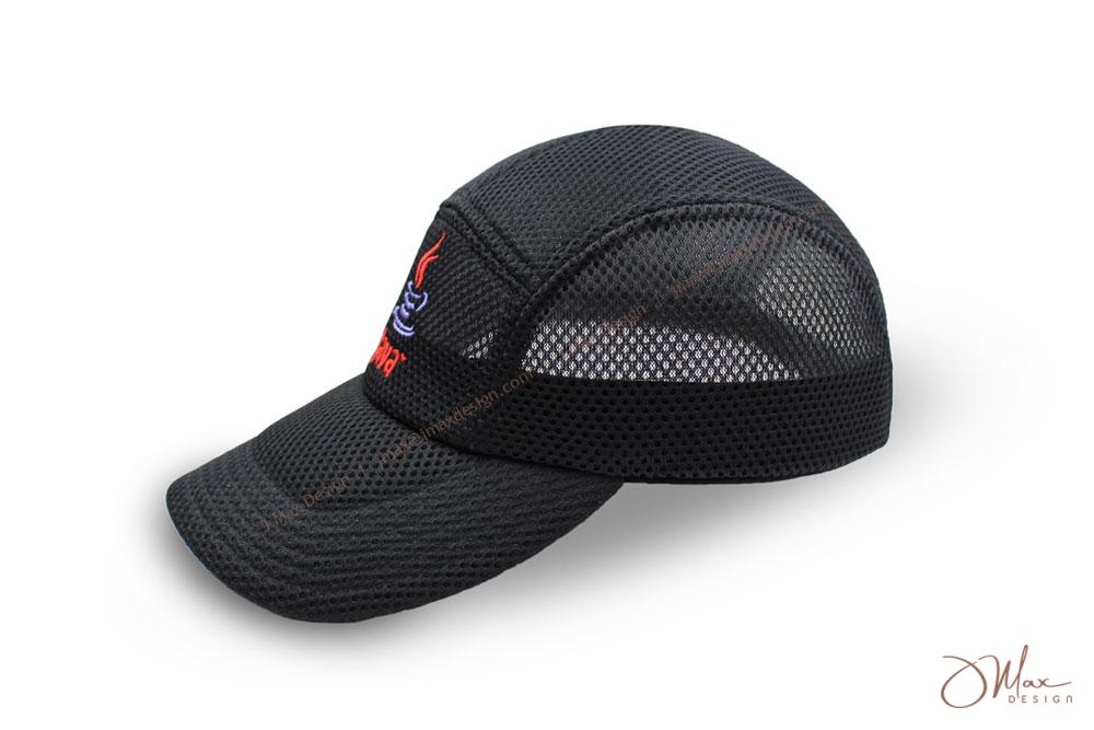 Mesh-panel cap with embroidery logo on front panel