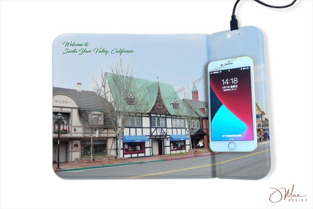 Charging mouse pad with full color print Full bleed color printed wireless charging mouse pad