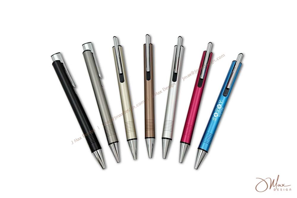Push button aluminum pens in assorted colors