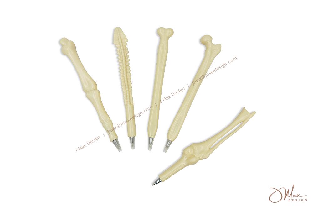 Bone pens in 5 shapes: Phalange, Spine, Humerus, Femur, and Tibia